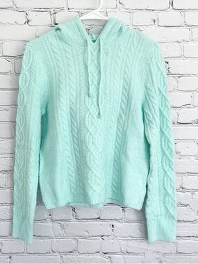 New Court & Rowe Sweater Hooded Mint Green Cable Knit Stretch Size Small